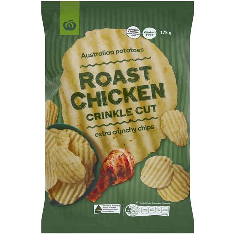 Woolworths Chips Crinkle Cut Roast Chicken 175g Bunch