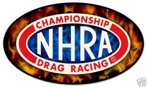 Nhra Oval Shaped Drag Racing Heavy Metal Sign