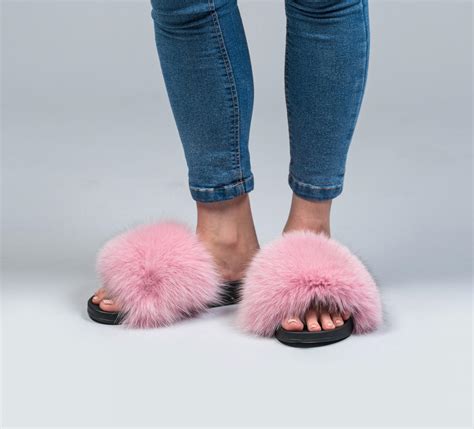 Pink Fur Slides Made Of 100 Real Fur All Sizes Available