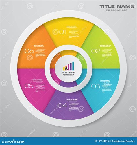Abstract 6 Steps Modern Pie Chart Infographics Elements Stock Vector