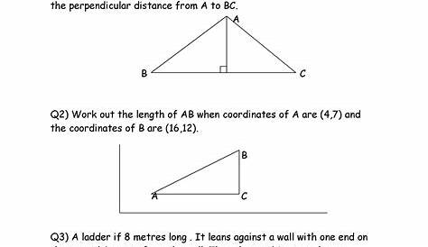 pythagorean theorem word problems matching worksheets answer key