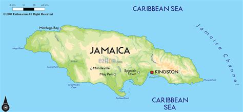 Physical Map Of Jamaica Ezilon Maps Map411