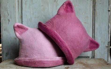 Pink Pussy Cat Hat Feminist Hat Pink Pussy Hat Felt Pussycat Etsy