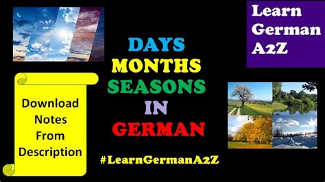 Days Months And Seasons In German Lesson 4a1download Notes From