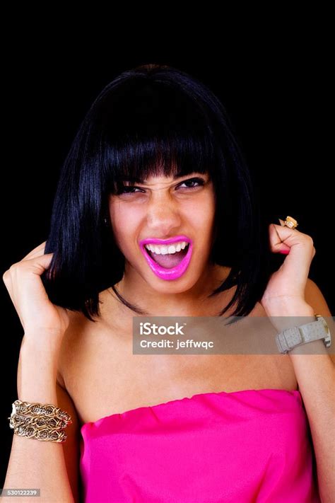 Skinny Light Skinned Black Woman Pulling Hair Stock Photo Download