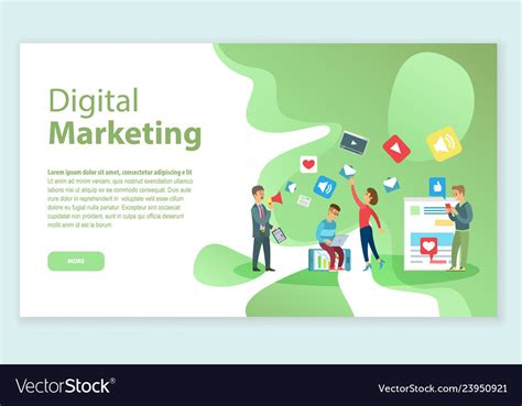 Digital Marketing People Working On Brand Name Vector Image