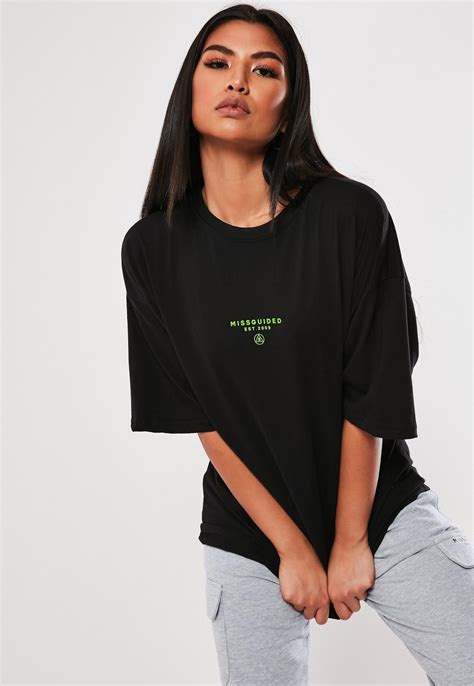 Black Drop Shoulder T Shirt Missguided Shoulder Tops Outfit Buy T Shirts Online Missguided