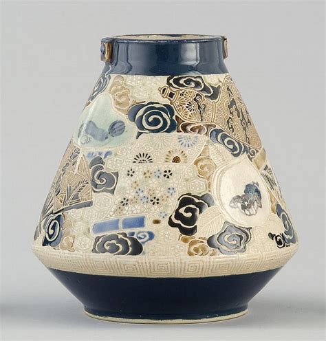 Sold Price Tanzan Pottery Vase In Conical Form With Stylized Fan And