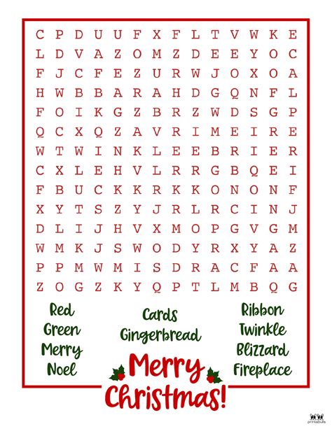 Easy Christmas Word Search Printable