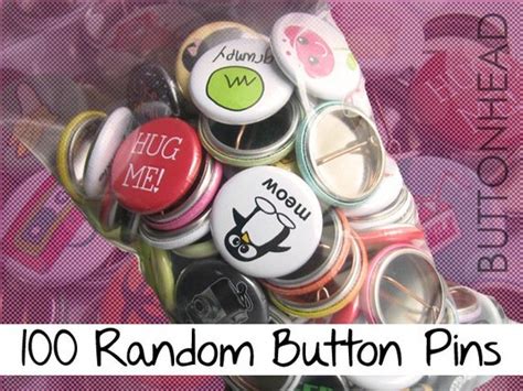 100 Random Buttons Pins Mix 1 Mini Bulk Resale Wholesale
