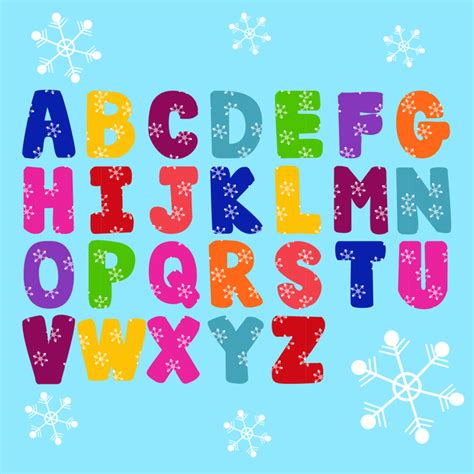 Christmas Alphabet With Snowflake Vector Free Download