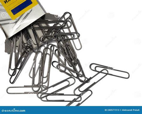 Large Paper Clips On A White Background Office Supplies Isolate Stock