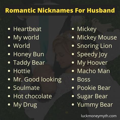Nicknames For Husband Cute Romantic Sweet Funny