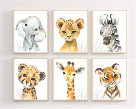 Safari Baby Animal Prints Safari Animal Prints Watercolor Etsy 日本