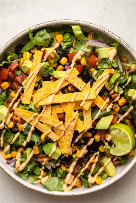 Vegan Taco Salad With Baked Tortilla Strips From My Bowl
