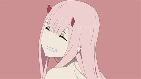 Darling In The Franxx Zero Two Closing Eyes With Light Brown Background