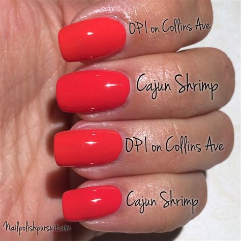 Opi On Collins Ave Vs Cajun Shrimp Opi Red Nail Polish Red Nails