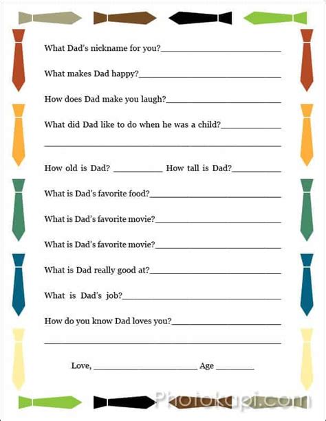 7 Fun Fathers Day Questionnaires For Kids
