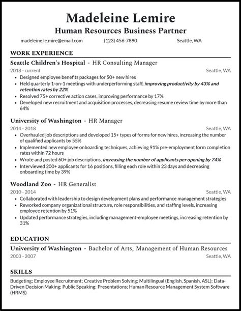 3 Human Resources Hr Business Partner Resume Examples