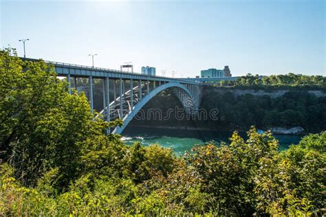 Rainbow International Bridge At Niagara Falls From Canadian Side Stock