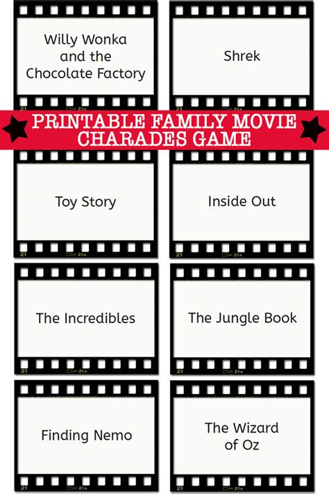 We did not find results for: Family Friendly Charades Ideas: Family Movie Charades Cards Printable