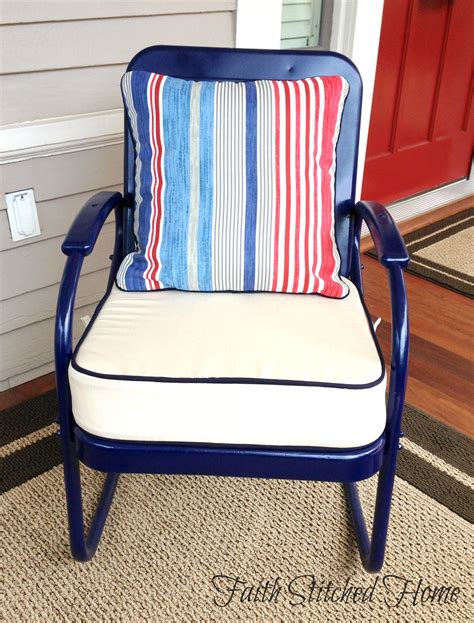 These chair cushions will make you feel like you're on vacation. Upholstered Cushions for a Vintage Metal Porch Set | Faith ...