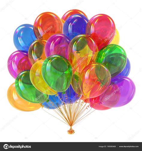 Colorful Helium Balloons Bunch Party Decoration Multicolor Stock Photo