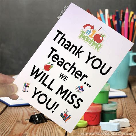 We Will Miss You Cards For Teachers