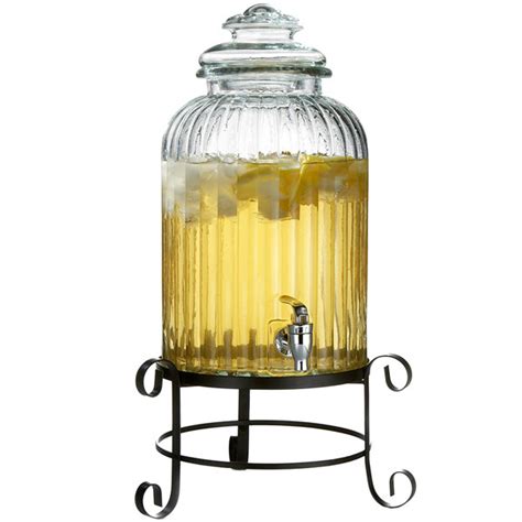 Used with a variety of liquid reagents while providing superior sealing. 3 Gallon Springfield Glass Beverage Dispenser with Metal Stand
