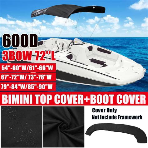 3 Bow Bimini Top Replacement Canvas Cover Boot Cover No Frame With