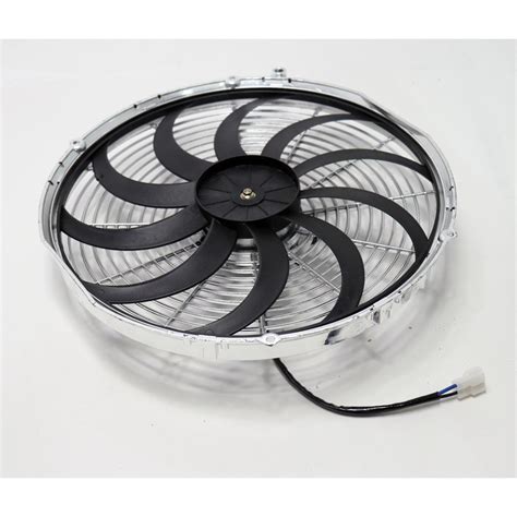 Chrome 16 Inch Curved Blade Electric Radiator Fan Reversible