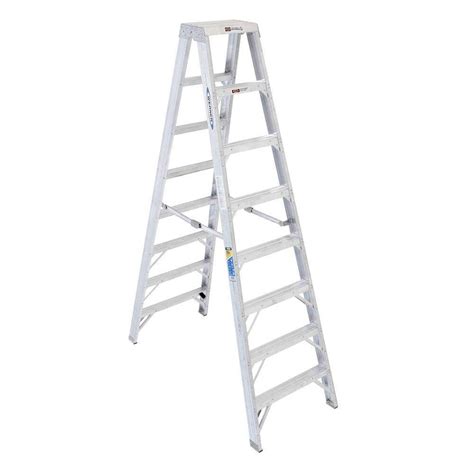 Werner 8 Ft Aluminum Twin Step Ladder With 375 Lb Load Capacity Type