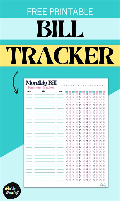 Free Printable Bill Tracker Manage Your Monthly Expenses Tracker Free
