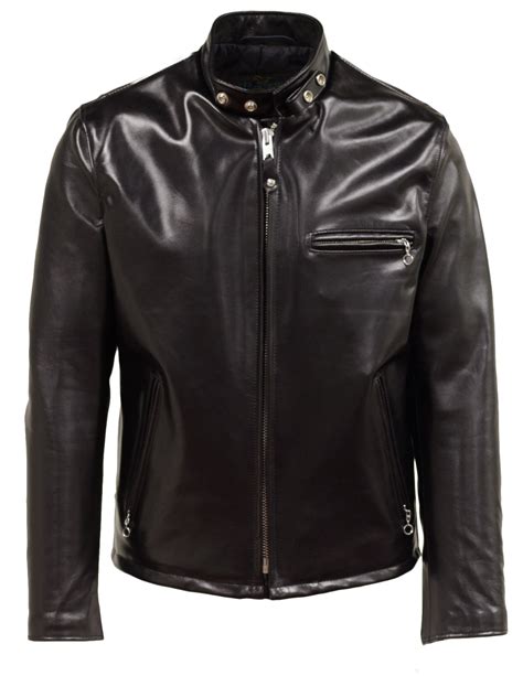 Classic Schott Racer Black Leather Motorcycle Jacket In Horsehide 641hh