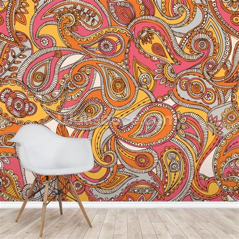 Spring Paisley Wall Mural Wallsauce Us In 2021 Paisley Wallpaper