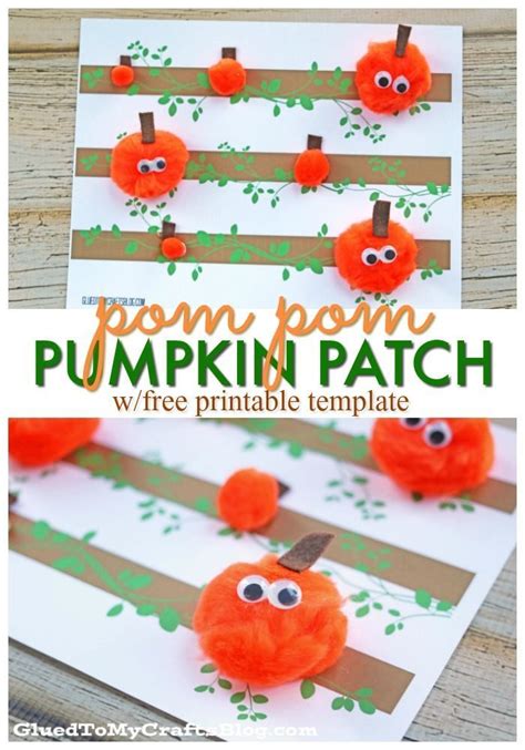 Pom Pom Painted Pumpkin Patch Craft Pumpkin Crafts Preschool