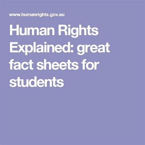 Human Rights Explained Great Fact Sheets For Students Human Rights