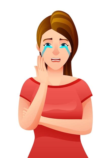 Premium Vector Sad Woman Crying Vector Illustration