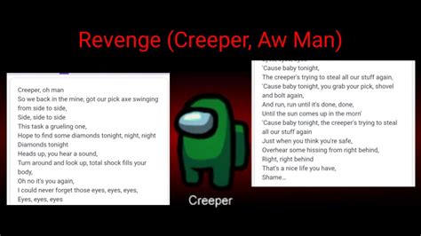 Among Us But I Use Revenge Creeper Aw Man Lyrics Youtube
