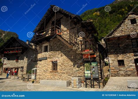Charming Sonogno Village In Ticino Switzerland Editorial Stock Photo