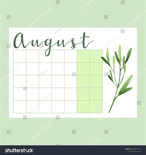Universal Monthly Planner August 2020 Week Stock Illustration