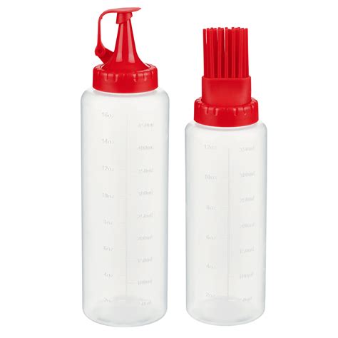 Mainstays Squeeze Bottles Set 2 Silicone Baster Tip 126 Oz And 12oz Red