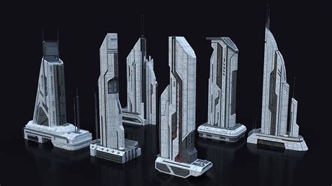 Scifi Building Futuristic Building Kitbash Bundle Vol 1 3d Model Cgtrader