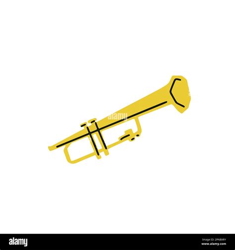 Illustration Of Musical Instrument Trumpet In Cutting Style Isolated On