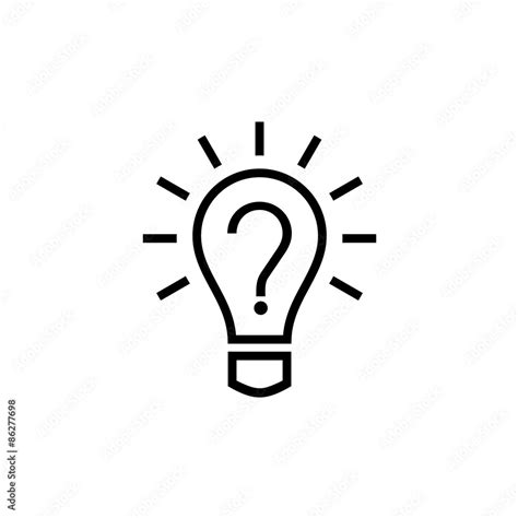 light bulb lamp icon with question mark inside hint symbol stock vector adobe stock