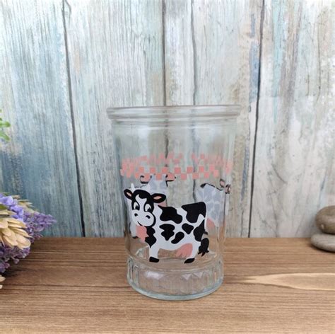 Vintage Bama Jelly Jar Glass Cows Etsy
