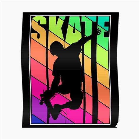 A Skateboarder Is Silhouetted Against A Colorful Background Poster With