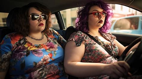 Premium Ai Image Two Plus Size Women Driving A Car Two Overweight