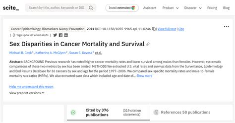 Sex Disparities In Cancer Mortality And Survival Scite Report