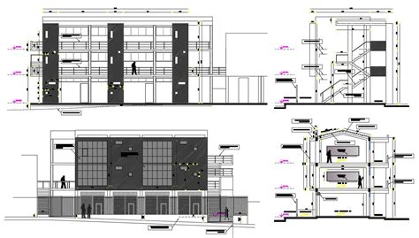 Commercial Building Elevations Cad Drawing Cadbull